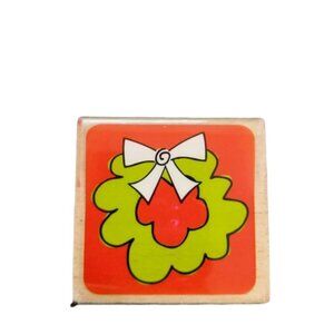 Katie & Co Christmas Wreath Bow Home Decor Mounted Rubber Stamp